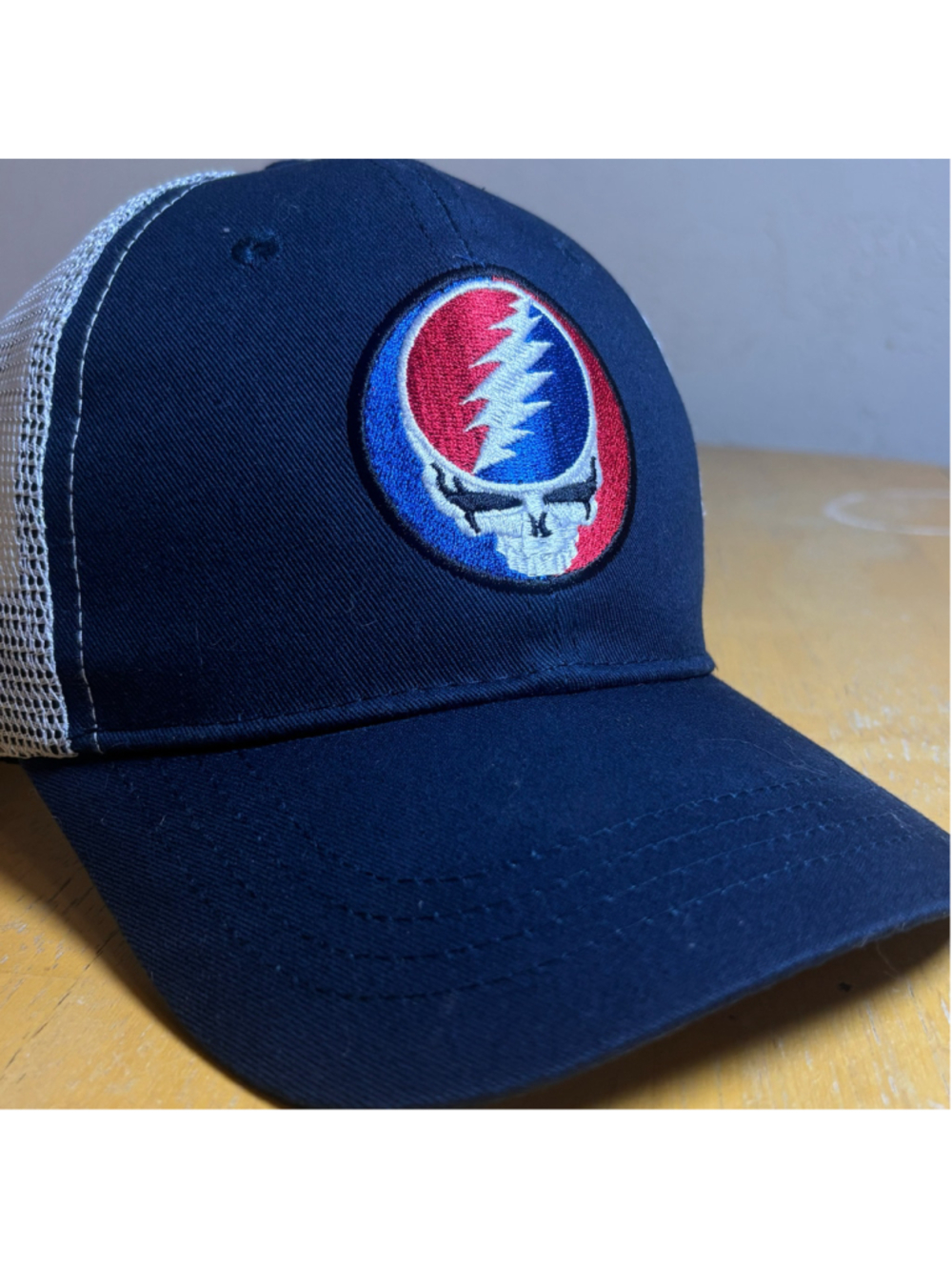 Men's Grateful Dead Steal Your Face Trucker Hat One Size Navy White